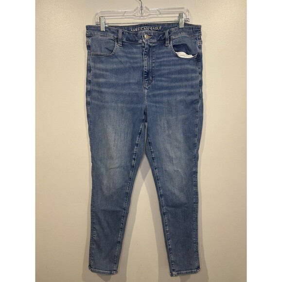 American Eagle Super High Rise Jegging Blue Stretch Skinny Soft Denim Classic - Picture 1 of 8